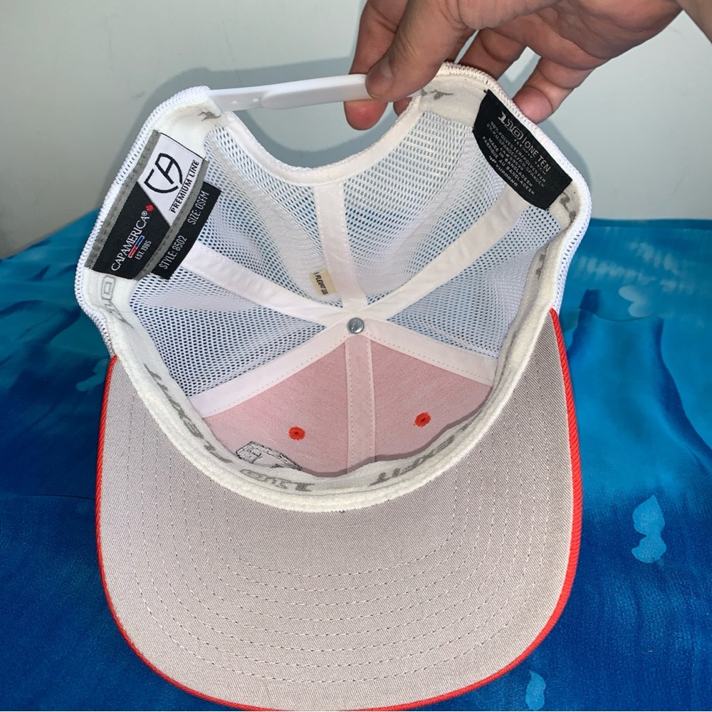 Taylor Orange and White trucker cap 110 Flexfit  Snapback - Picture 5 of 7